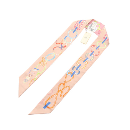 ツイリー Do Re Boucles リボン スカーフ シルク ライトピンク ライトオレンジ マルチカラー エルメス
