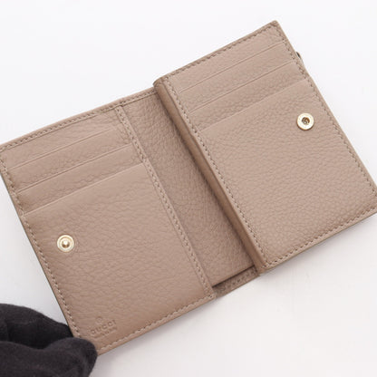 GGエンブレム スモールウォレット 二つ折り財布 レザー グレーベージュ グッチ 財布・小物 GUCCI