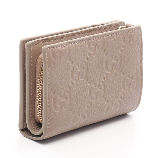 GGエンブレム スモールウォレット 二つ折り財布 レザー グレーベージュ グッチ 財布・小物 GUCCI