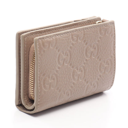 GGエンブレム スモールウォレット 二つ折り財布 レザー グレーベージュ グッチ 財布・小物 GUCCI