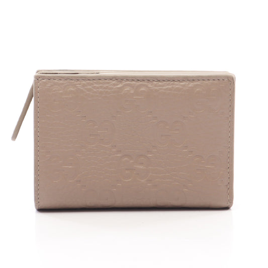 GGエンブレム スモールウォレット 二つ折り財布 レザー グレーベージュ グッチ 財布・小物 GUCCI