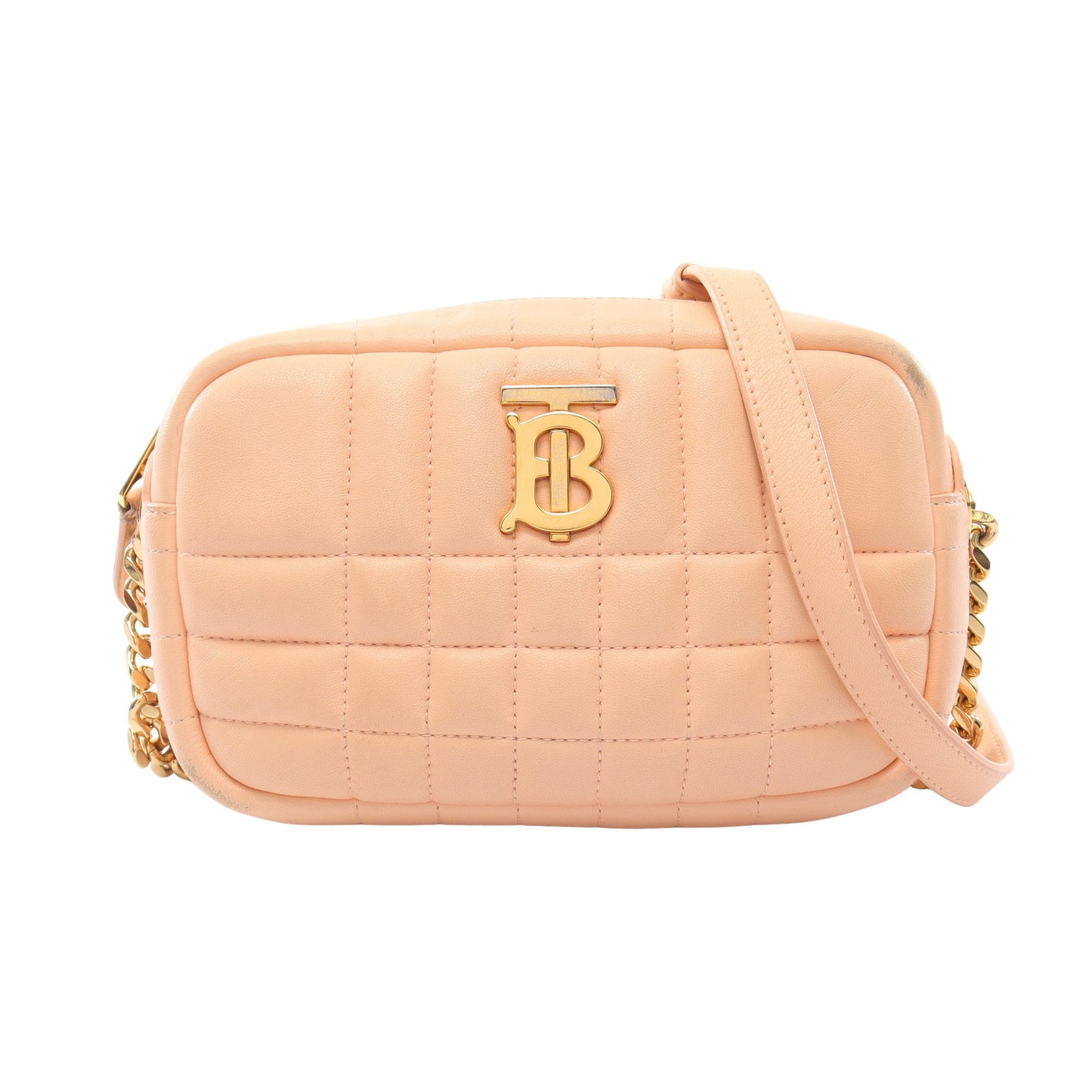 ローラ チェーンショルダーバッグ レザー コーラルピンク バーバリー