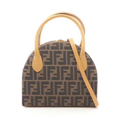 ズッカ 2WAY ハンドバッグ キャンバス レザー ブラウン ブラック ライトベージュ フェンディ バッグ FENDI