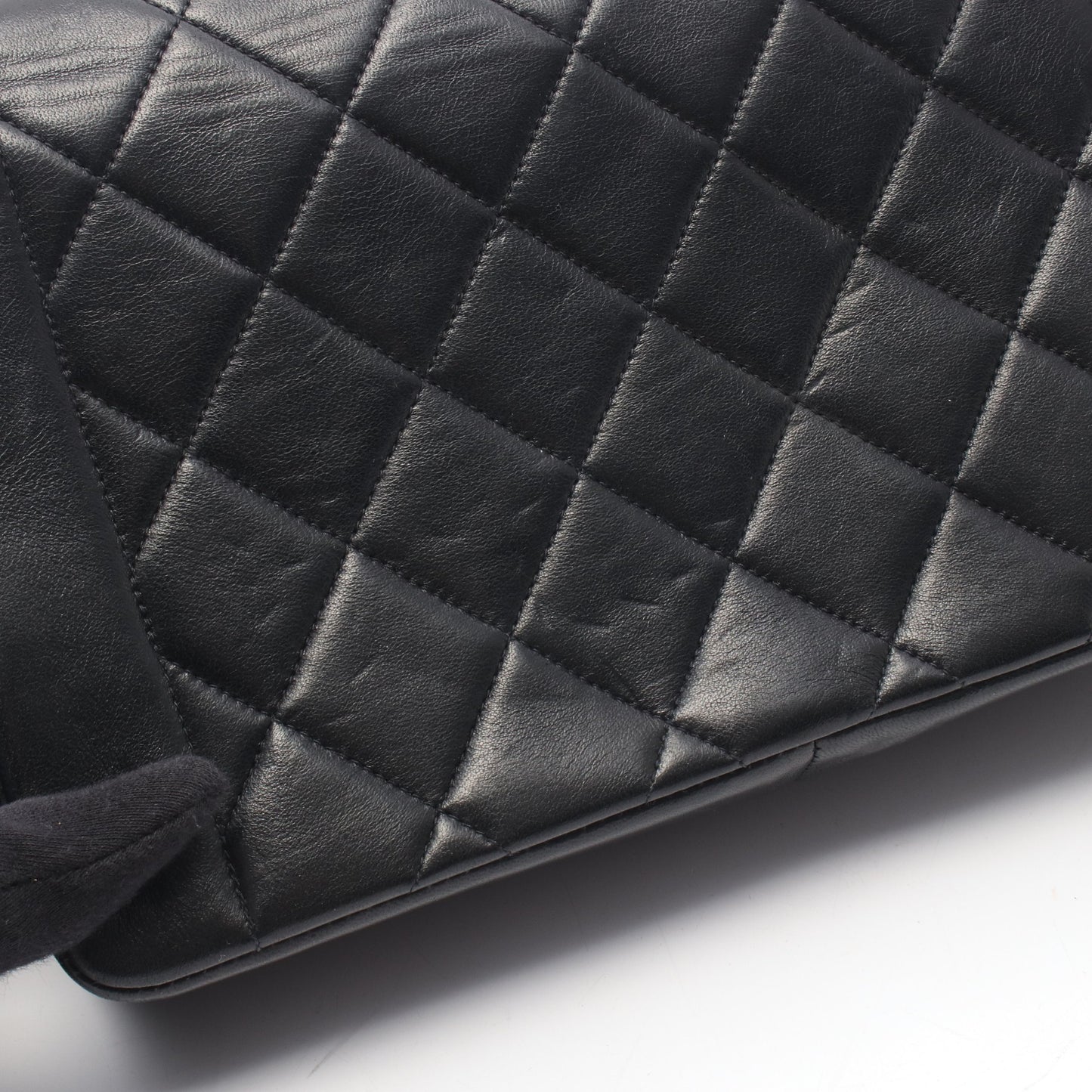 マトラッセ ダイアナフラップ チェーンショルダーバッグ ラムスキン ブラック ゴールド金具 シャネル バッグ CHANEL
