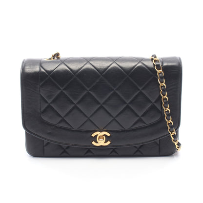 マトラッセ ダイアナフラップ チェーンショルダーバッグ ラムスキン ブラック ゴールド金具 シャネル バッグ CHANEL