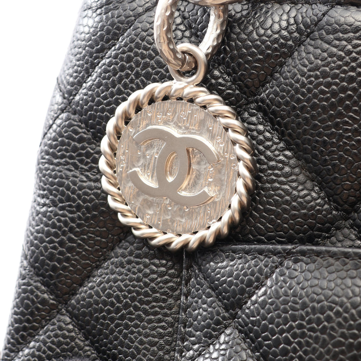 復刻トート ハンドバッグ トートバッグ キャビアスキン ブラック シルバー金具 シャネル バッグ CHANEL