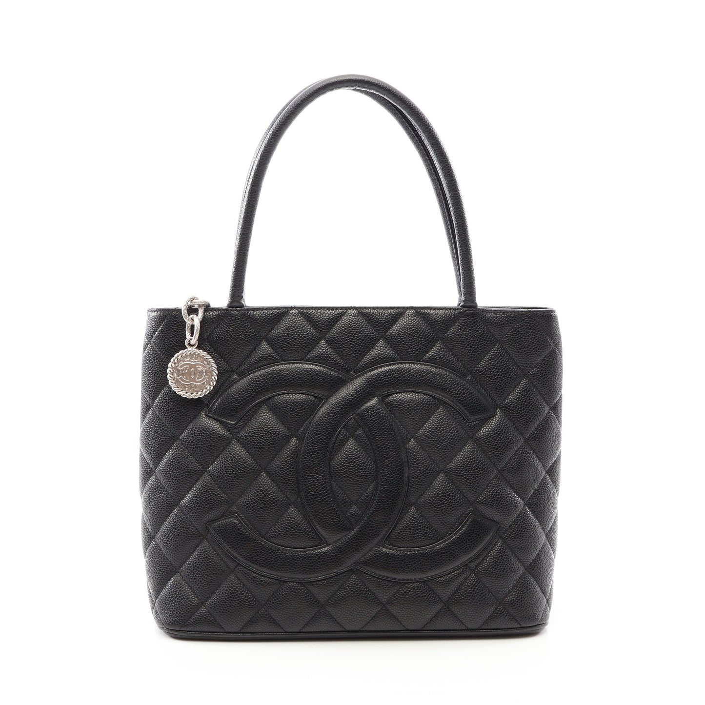 復刻トート ハンドバッグ トートバッグ キャビアスキン ブラック シルバー金具 シャネル バッグ CHANEL