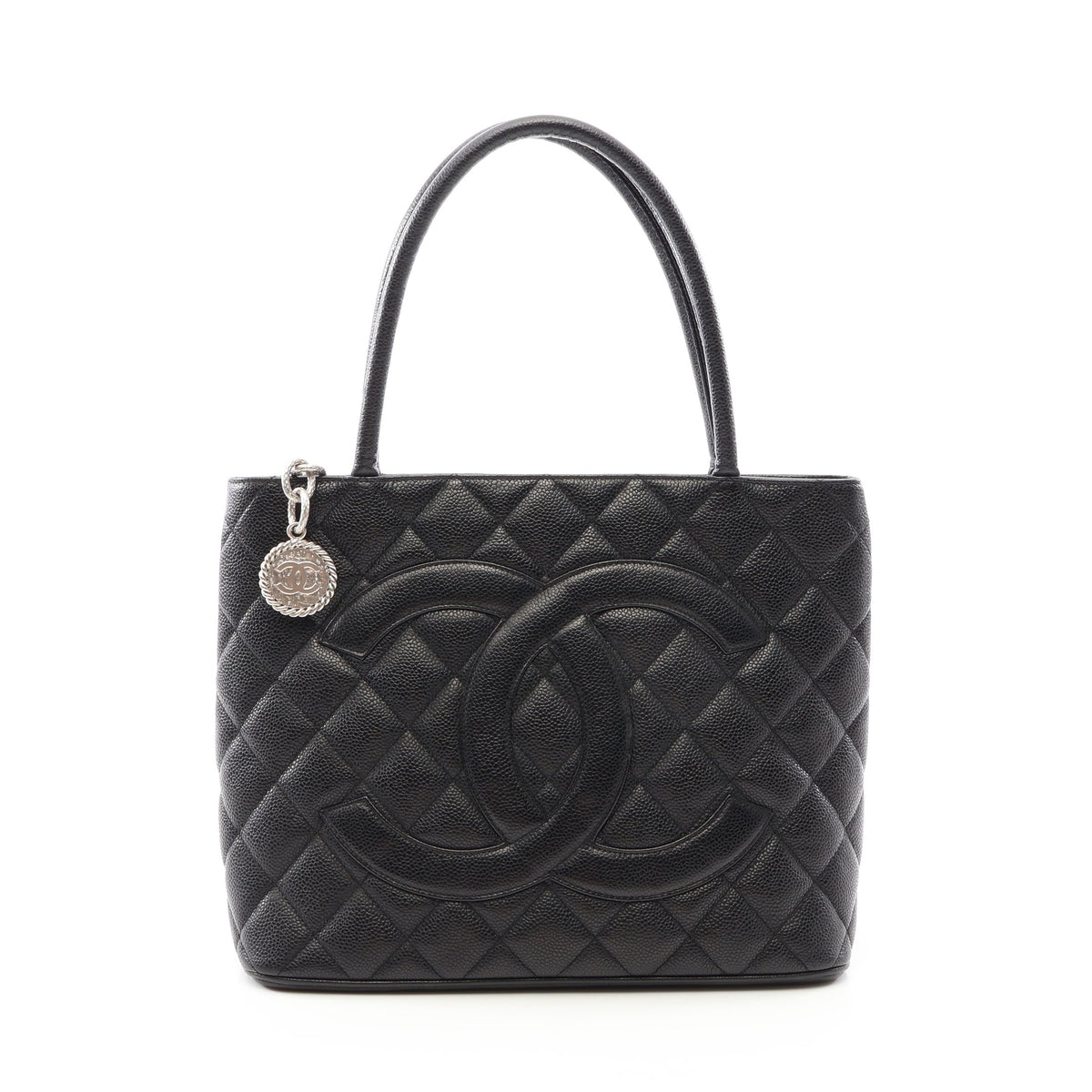 復刻トート ハンドバッグ トートバッグ キャビアスキン ブラック シルバー金具 シャネル バッグ CHANEL