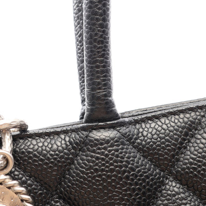 復刻トート ハンドバッグ トートバッグ キャビアスキン ブラック シルバー金具 シャネル バッグ CHANEL