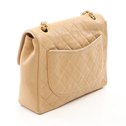 マトラッセ シングルフラップ Wチェーンショルダーバッグ ラムスキン ベージュ ホワイト ゴールド金具 シャネル バッグ CHANEL