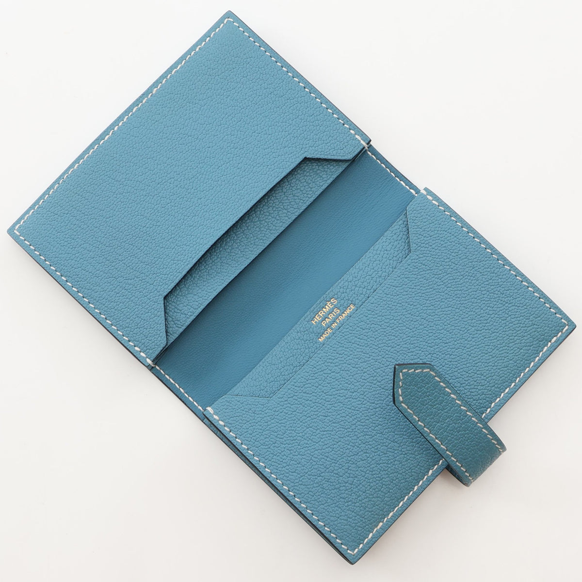 ベアンミニ ニューブルージーン カードケース シェーブル ライトブルー ゴールド金具 W刻印 エルメス 財布・小物 HERMES