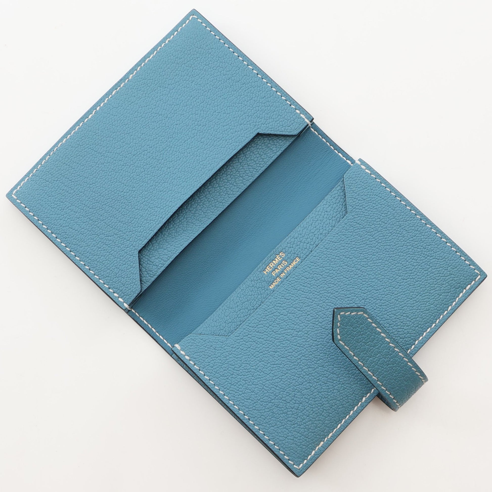 ベアンミニ ニューブルージーン カードケース シェーブル ライトブルー ゴールド金具 W刻印 エルメス 財布・小物 HERMES