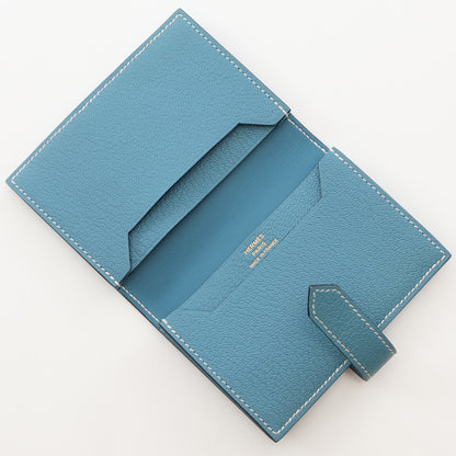 ベアンミニ ニューブルージーン カードケース シェーブル ライトブルー ゴールド金具 W刻印 エルメス 財布・小物 HERMES