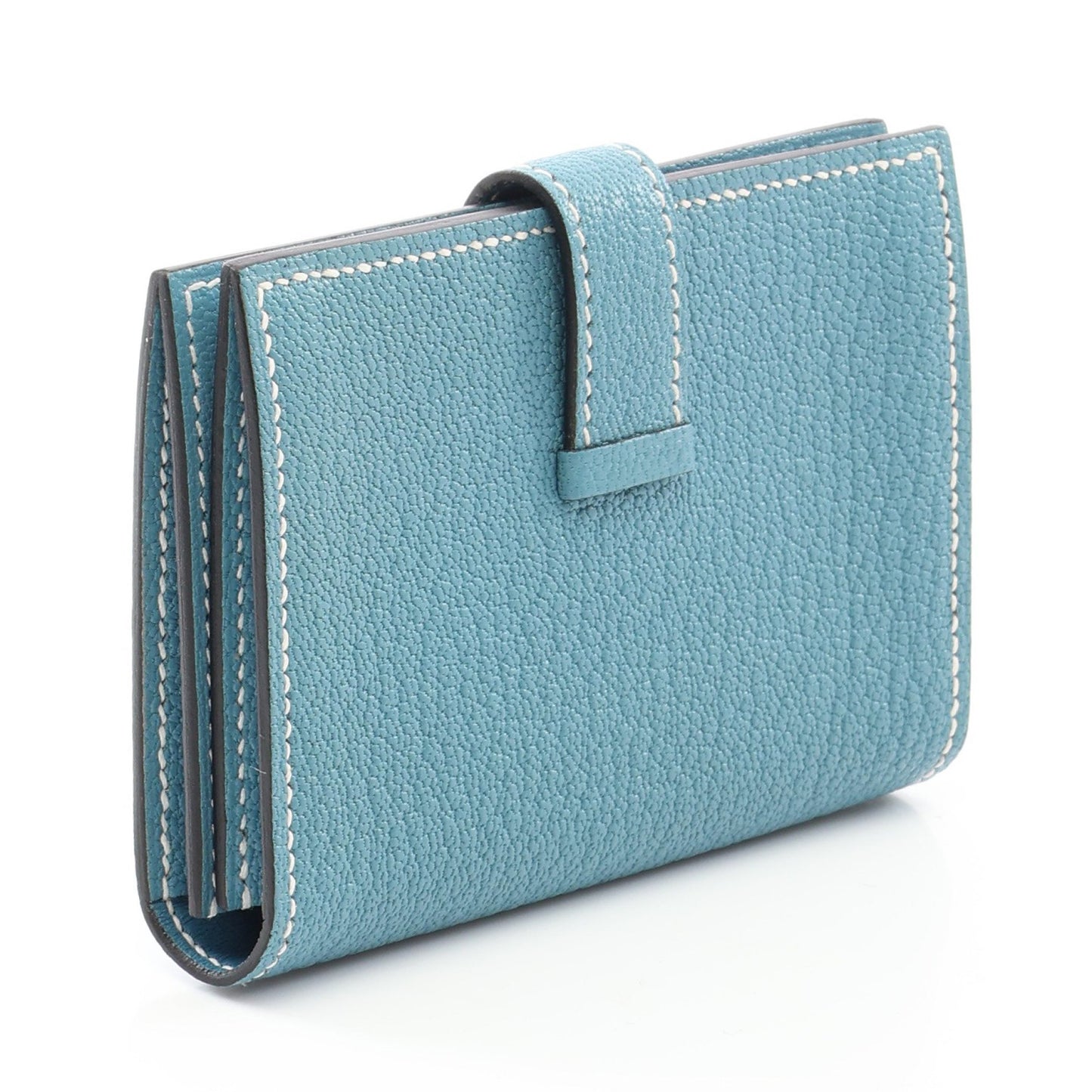 ベアンミニ ニューブルージーン カードケース シェーブル ライトブルー ゴールド金具 W刻印 エルメス 財布・小物 HERMES