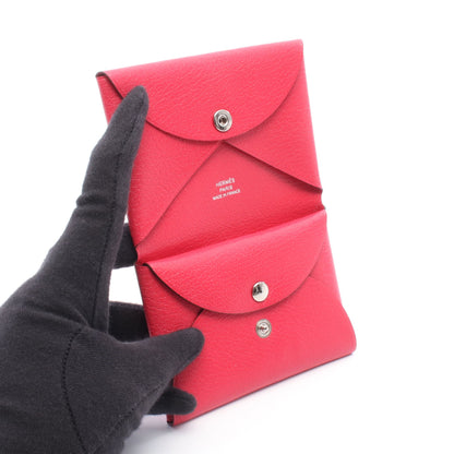 カルヴィデュオ ローズエクストリーム コインケース シェーブルシャムキラ ピンク シルバー金具 W刻印 エルメス 財布・小物 HERMES