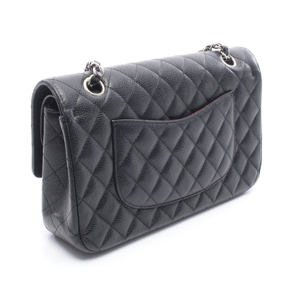 マトラッセ Wフラップ Wチェーンショルダーバッグ キャビアスキン ブラック シルバー金具 シャネル バッグ CHANEL