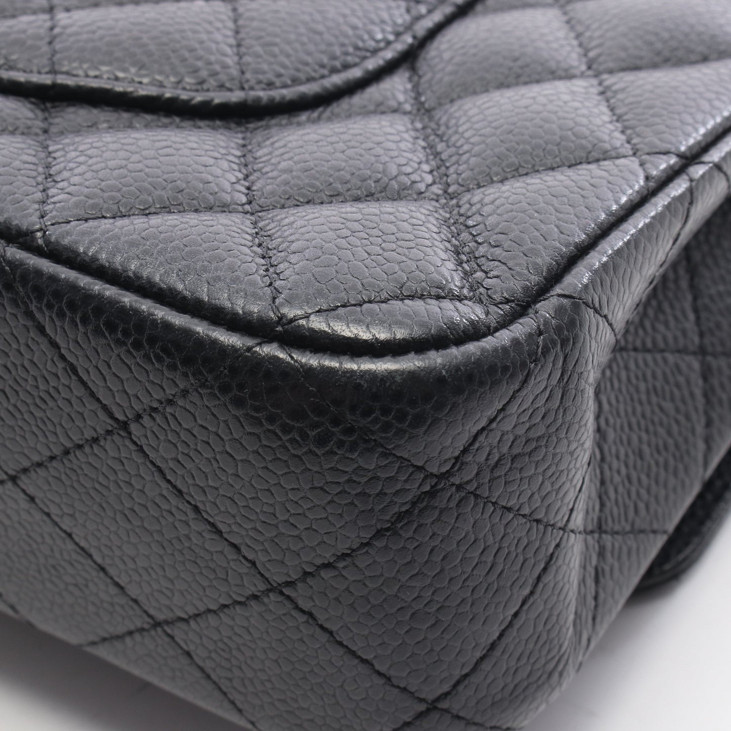 マトラッセ Wフラップ Wチェーンショルダーバッグ キャビアスキン ブラック シルバー金具 シャネル バッグ CHANEL