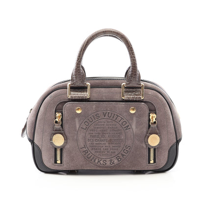 スタンプバッグ ボーリングPM ハンドバッグ スエード レザー グレー ブラック ルイヴィトン バッグ LOUIS VUITTON