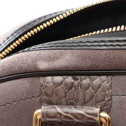 スタンプバッグ ボーリングPM ハンドバッグ スエード レザー グレー ブラック ルイヴィトン バッグ LOUIS VUITTON
