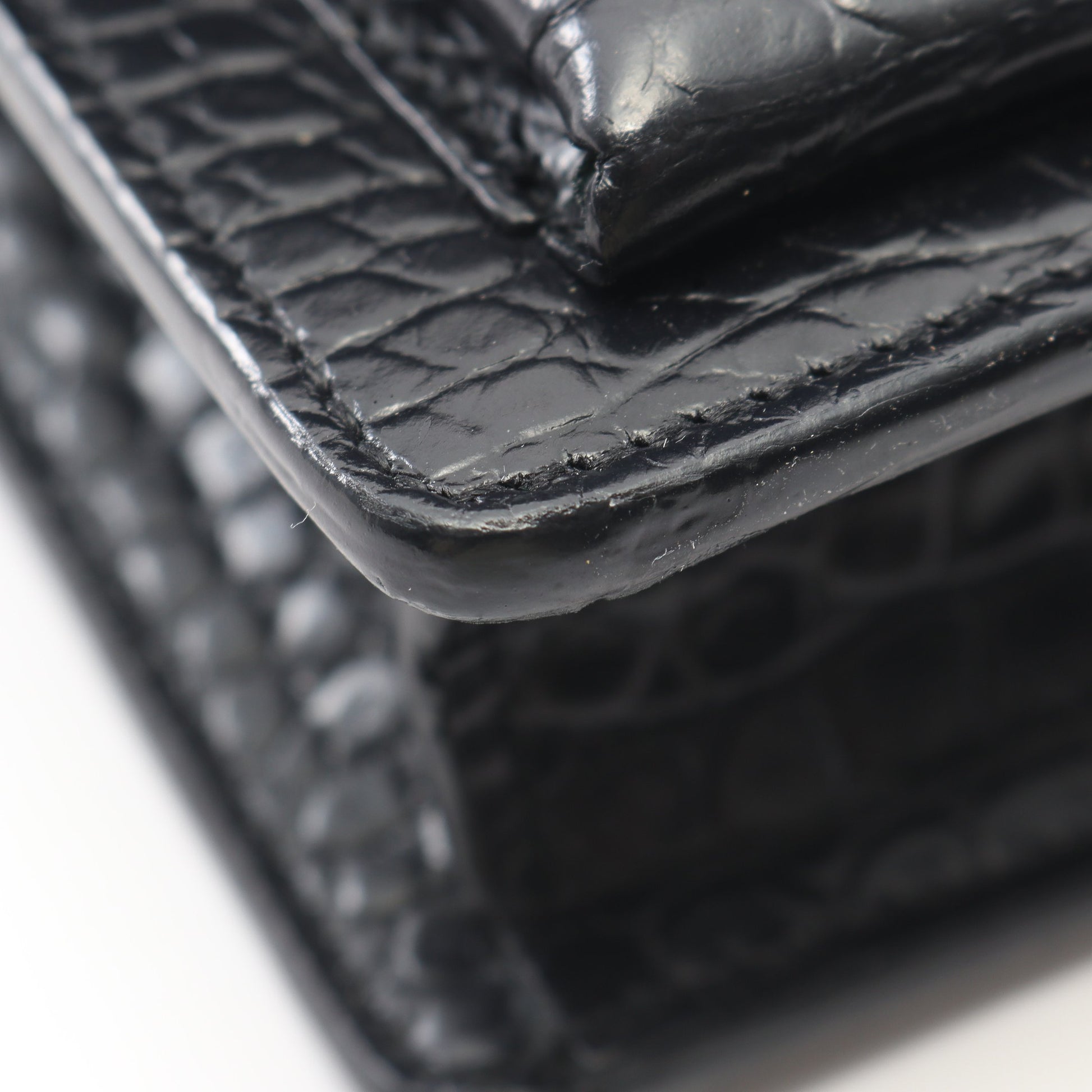サンセット クロコ型押し チェーンウォレット レザー ブラック サンローランパリ バッグ SAINT LAURENT PARIS