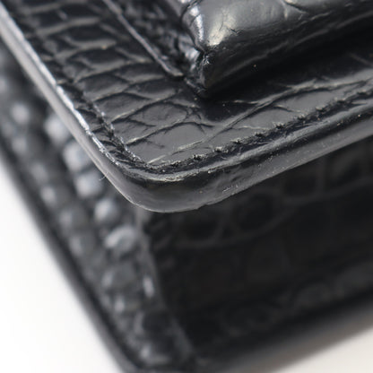 サンセット クロコ型押し チェーンウォレット レザー ブラック サンローランパリ バッグ SAINT LAURENT PARIS