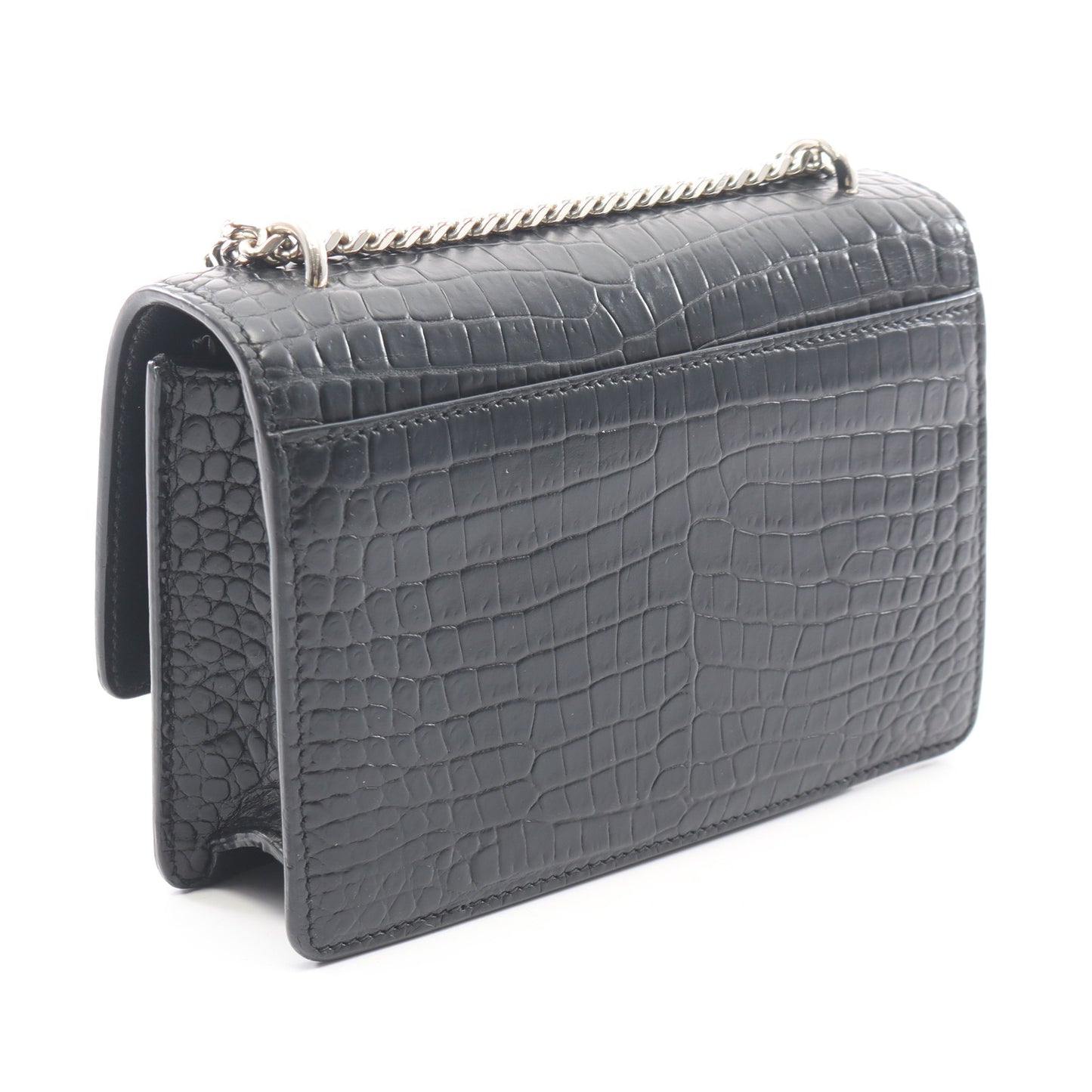 サンセット クロコ型押し チェーンウォレット レザー ブラック サンローランパリ バッグ SAINT LAURENT PARIS