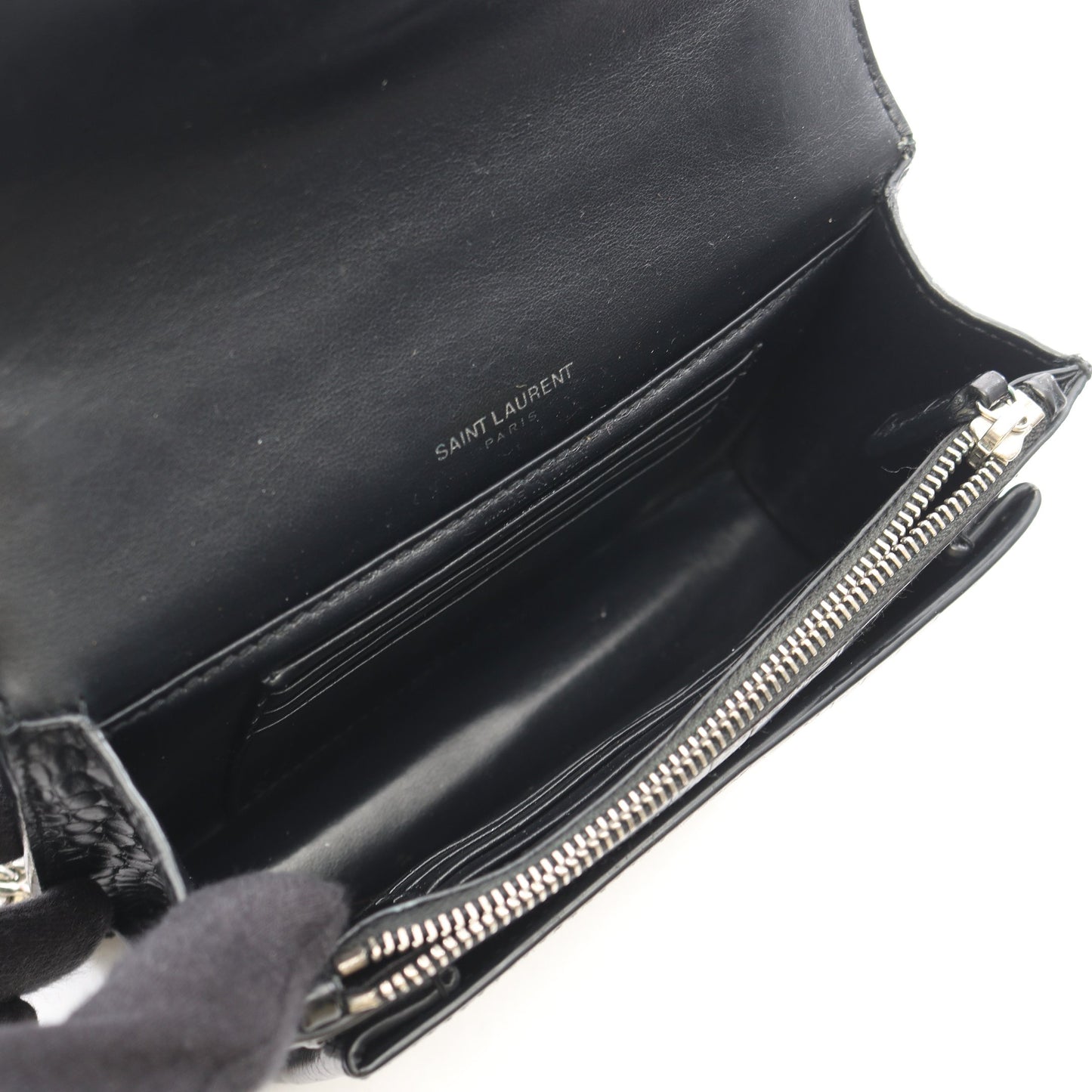 サンセット クロコ型押し チェーンウォレット レザー ブラック サンローランパリ バッグ SAINT LAURENT PARIS