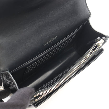 サンセット クロコ型押し チェーンウォレット レザー ブラック サンローランパリ バッグ SAINT LAURENT PARIS