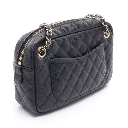 マトラッセ カメラケース チェーンショルダーバッグ キャビアスキン ブラック ゴールド金具 シャネル バッグ CHANEL