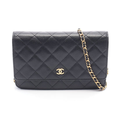 マトラッセ チェーンウォレット キャビアスキン ブラック ゴールド金具 シャネル バッグ CHANEL