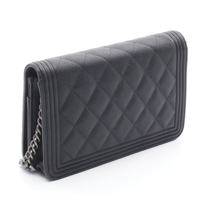 ボーイシャネル マトラッセ チェーンウォレット キャビアスキン ブラック シルバー金具 シャネル バッグ CHANEL