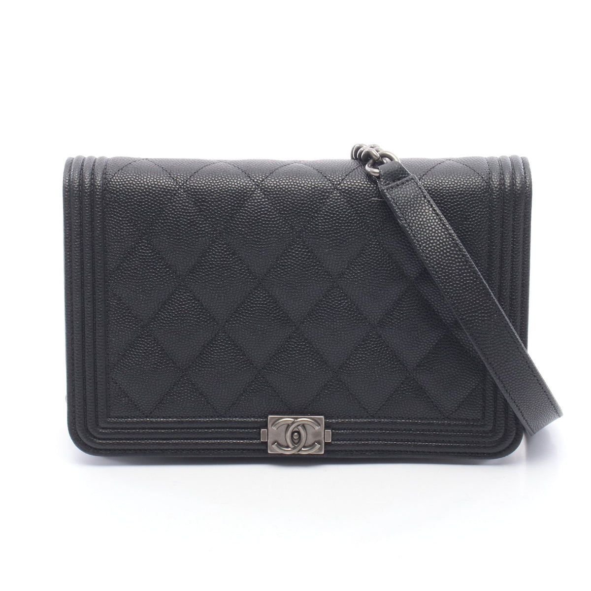 ボーイシャネル マトラッセ チェーンウォレット キャビアスキン ブラック シルバー金具 シャネル バッグ CHANEL