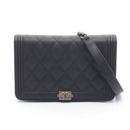 ボーイシャネル マトラッセ チェーンウォレット キャビアスキン ブラック シルバー金具 シャネル バッグ CHANEL