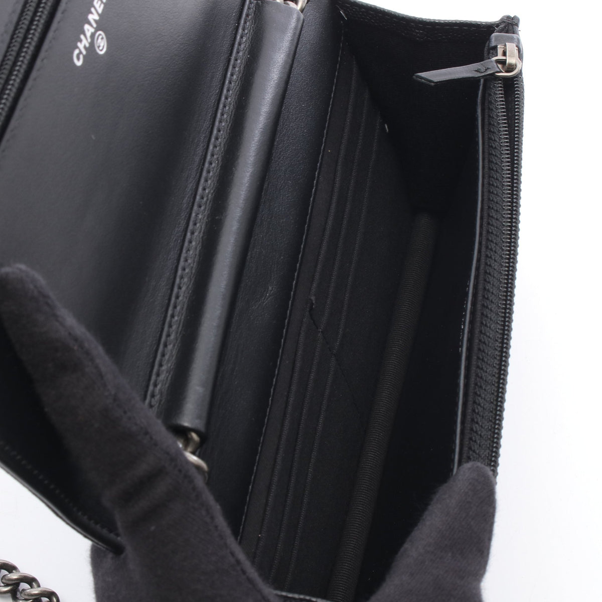 ボーイシャネル マトラッセ チェーンウォレット キャビアスキン ブラック シルバー金具 シャネル バッグ CHANEL