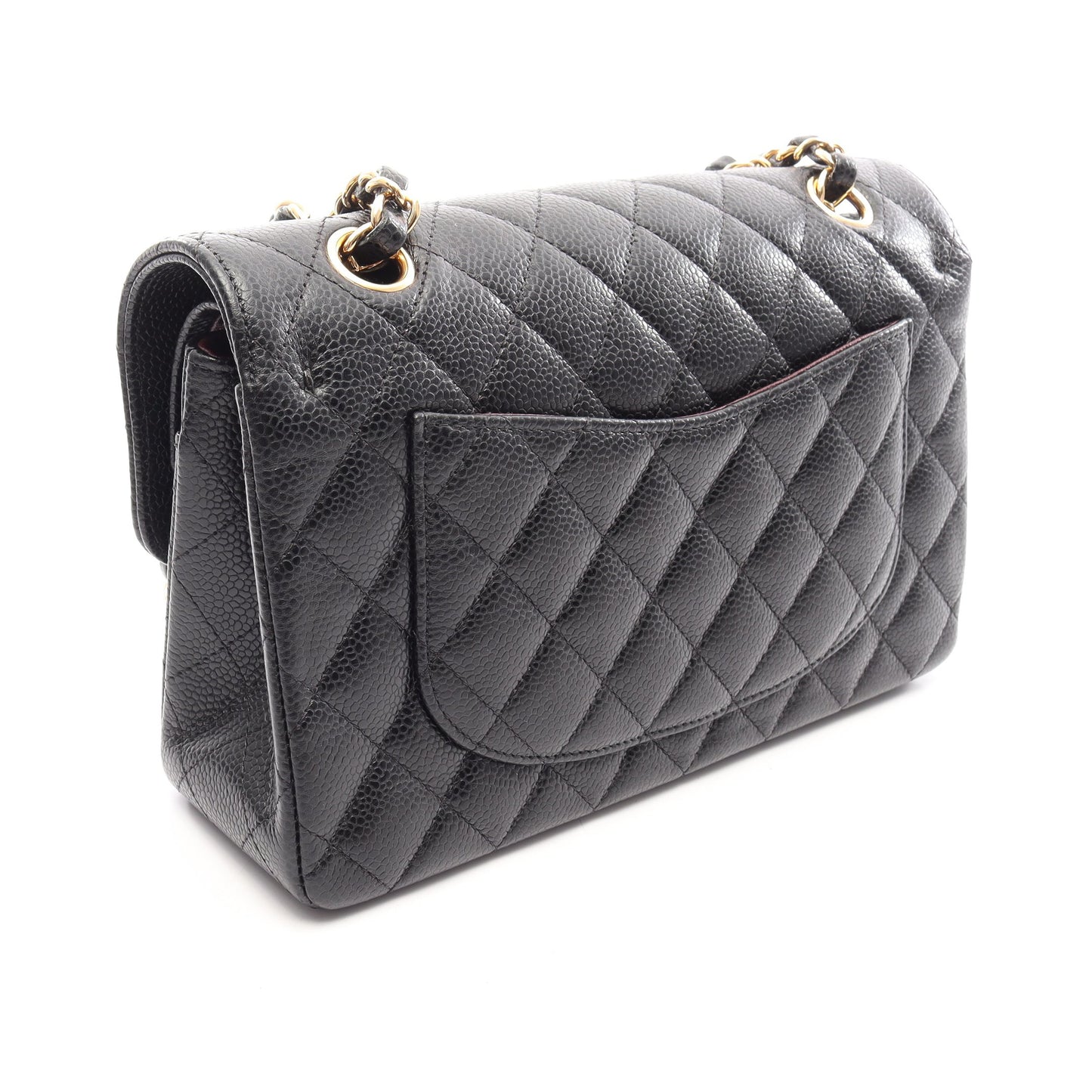 マトラッセ Wフラップ Wチェーンショルダーバッグ キャビアスキン ブラック ゴールド金具 シャネル バッグ CHANEL