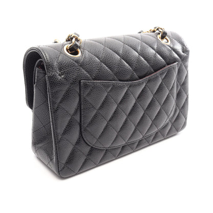 マトラッセ Wフラップ Wチェーンショルダーバッグ キャビアスキン ブラック ゴールド金具 シャネル バッグ CHANEL