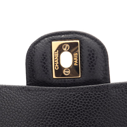 マトラッセ Wフラップ Wチェーンショルダーバッグ キャビアスキン ブラック ゴールド金具 シャネル バッグ CHANEL