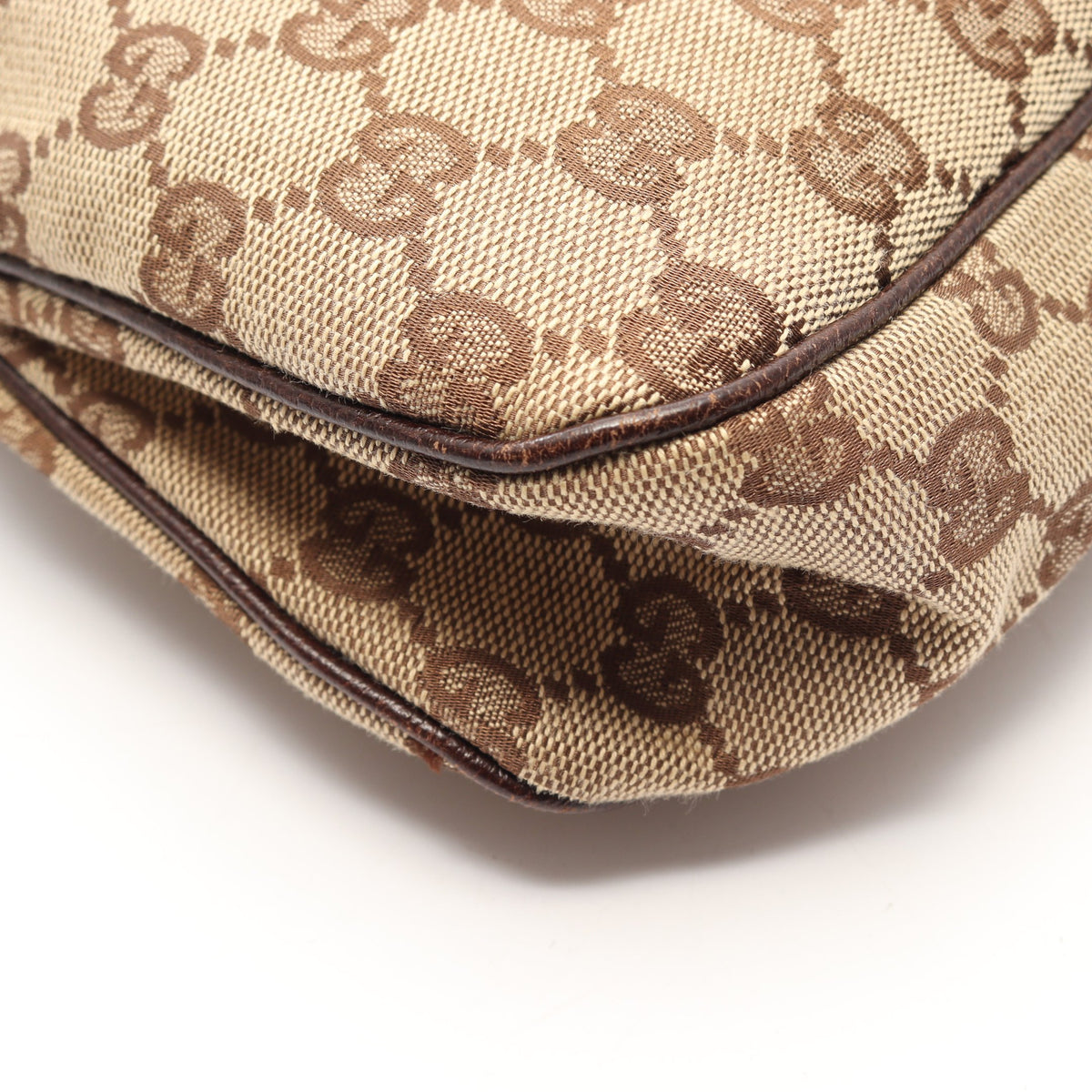 GGキャンパス ショルダーバッグ キャンパス レザー ベージュ ダークブラウン グッチ バッグ GUCCI