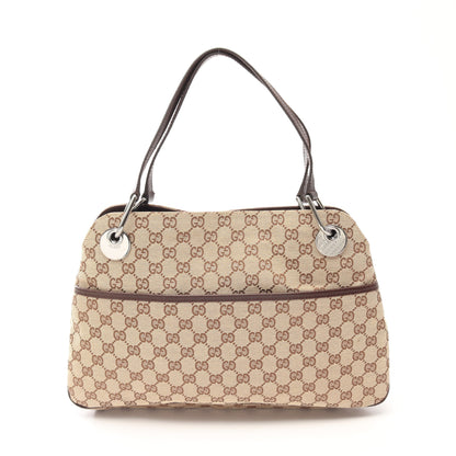 GGキャンパス ショルダーバッグ キャンパス レザー ベージュ ダークブラウン グッチ バッグ GUCCI