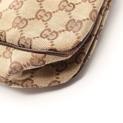 GGキャンパス ショルダーバッグ キャンパス レザー ベージュ ダークブラウン グッチ バッグ GUCCI