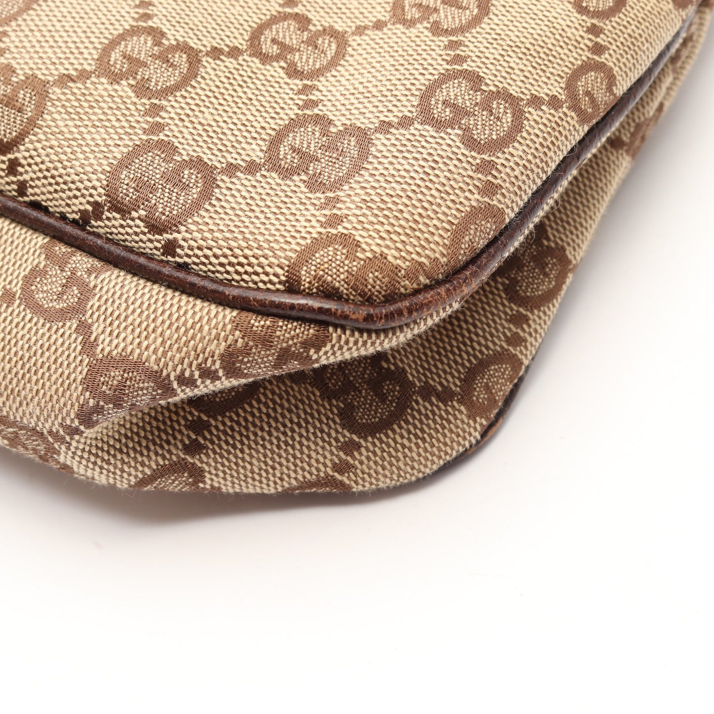 GGキャンパス ショルダーバッグ キャンパス レザー ベージュ ダークブラウン グッチ バッグ GUCCI