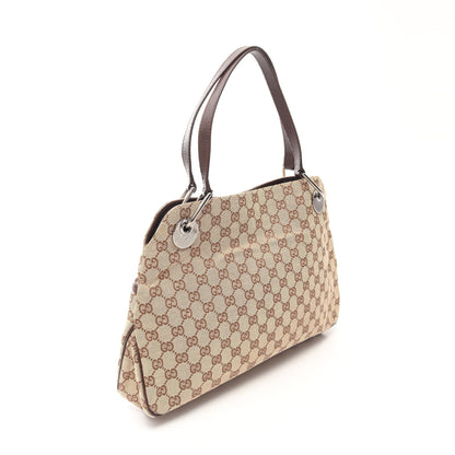 GGキャンパス ショルダーバッグ キャンパス レザー ベージュ ダークブラウン グッチ バッグ GUCCI