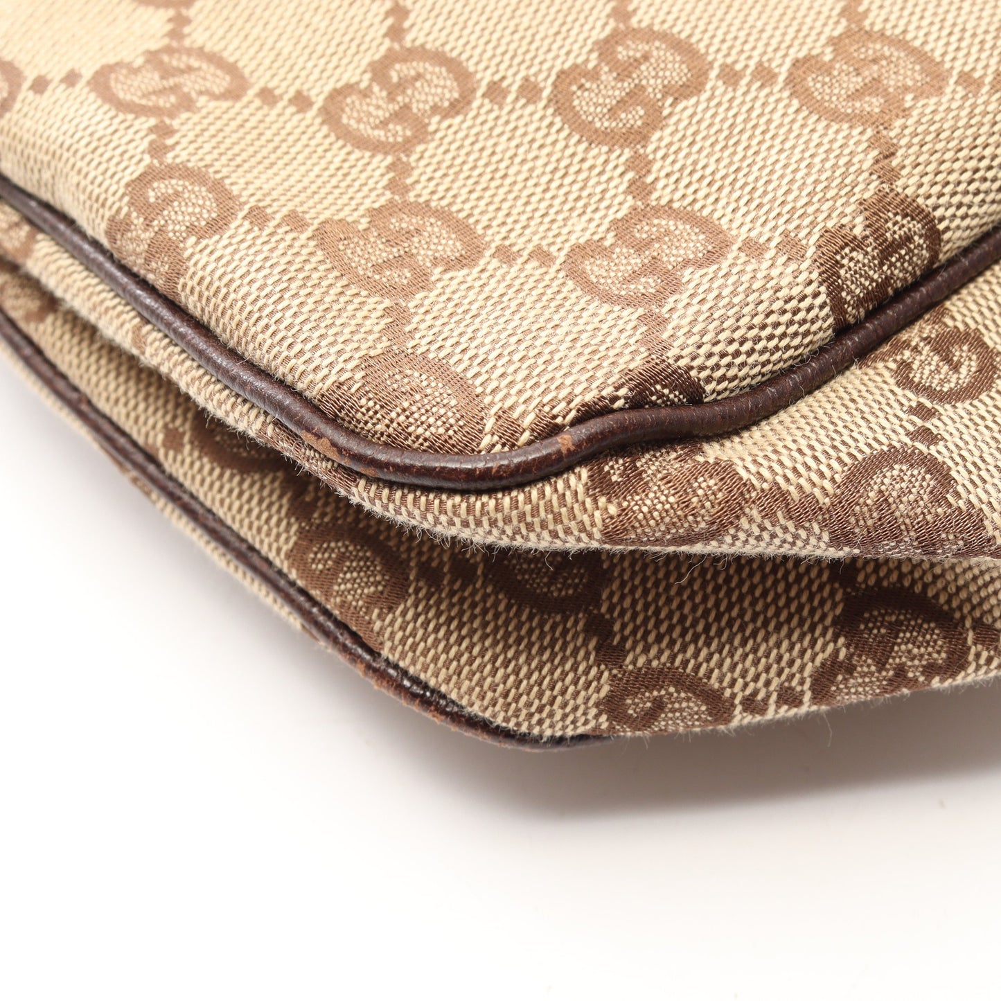 GGキャンパス ショルダーバッグ キャンパス レザー ベージュ ダークブラウン グッチ バッグ GUCCI