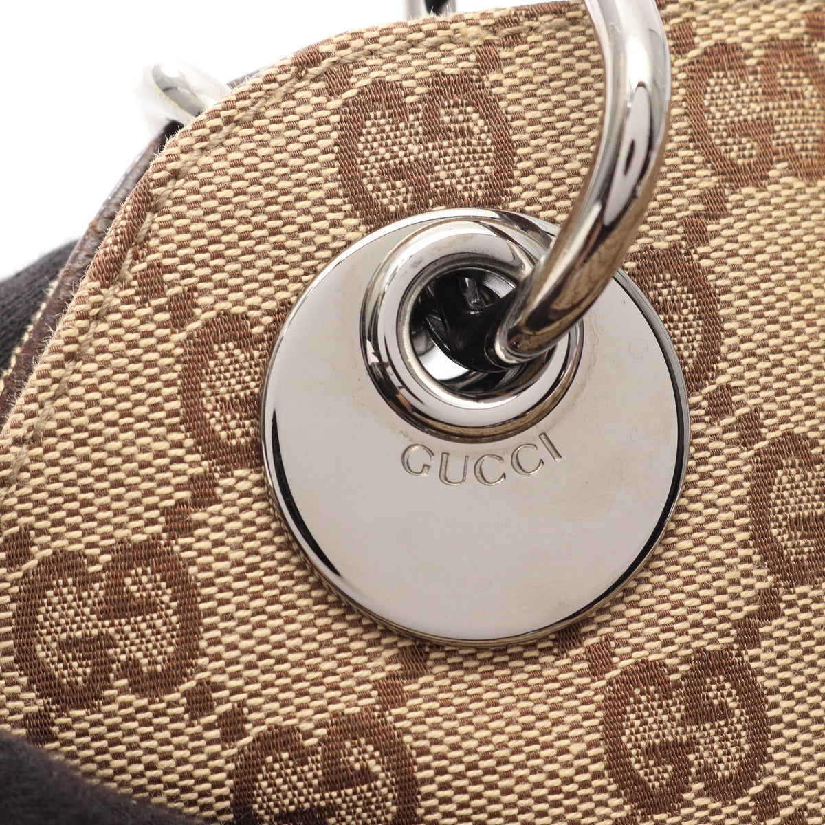 GGキャンパス ショルダーバッグ キャンパス レザー ベージュ ダークブラウン グッチ バッグ GUCCI