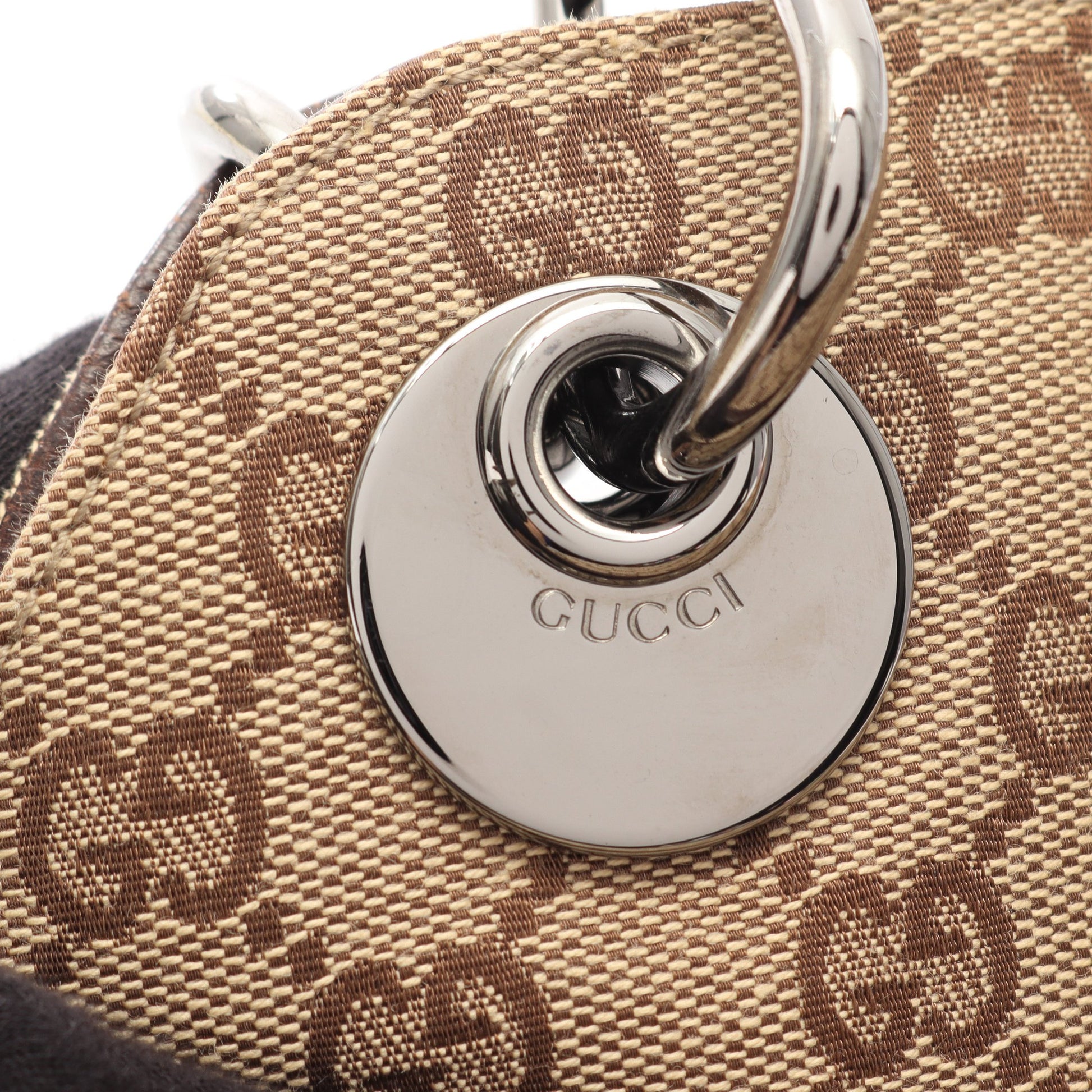 GGキャンパス ショルダーバッグ キャンパス レザー ベージュ ダークブラウン グッチ バッグ GUCCI