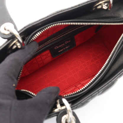 LADY DIOR レディディオール カナージュ 2WAY ハンドバッグ レザー ブラック クリスチャンディオール バッグ Christian Dior