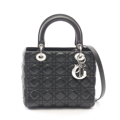 LADY DIOR レディディオール カナージュ 2WAY ハンドバッグ レザー ブラック クリスチャンディオール バッグ Christian Dior