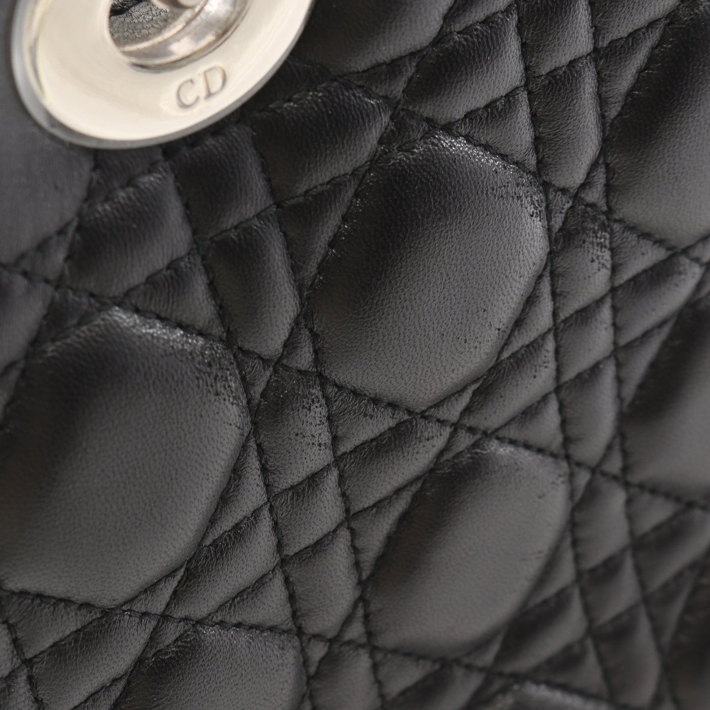 LADY DIOR レディディオール カナージュ 2WAY ハンドバッグ レザー ブラック クリスチャンディオール バッグ Christian Dior
