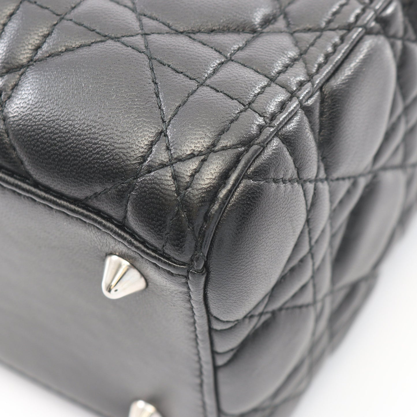LADY DIOR レディディオール カナージュ 2WAY ハンドバッグ レザー ブラック クリスチャンディオール バッグ Christian Dior
