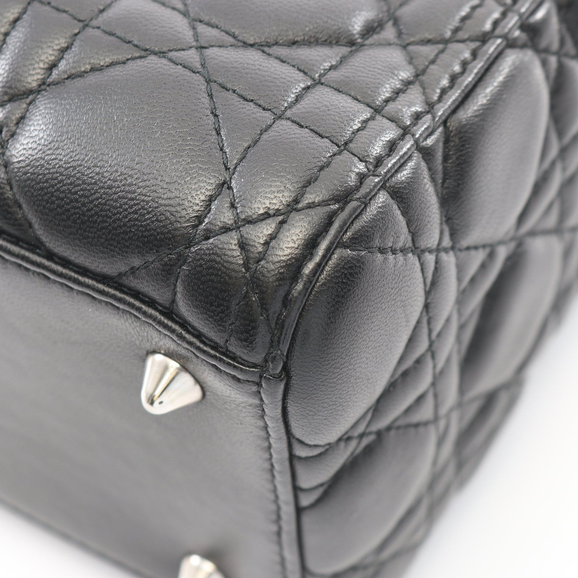 LADY DIOR レディディオール カナージュ 2WAY ハンドバッグ レザー ブラック クリスチャンディオール バッグ Christian Dior